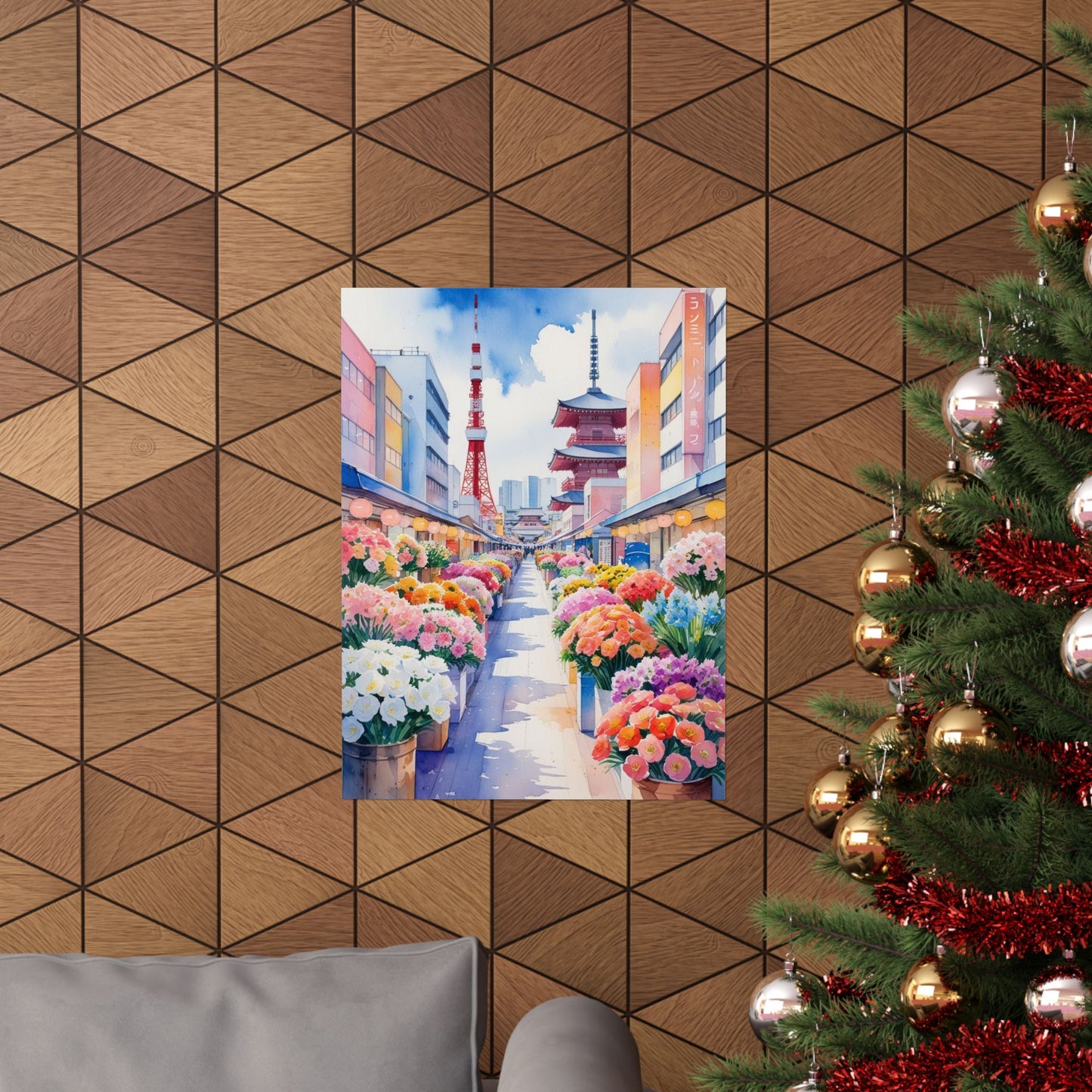 Tokyo Flower Market Watercolour Print