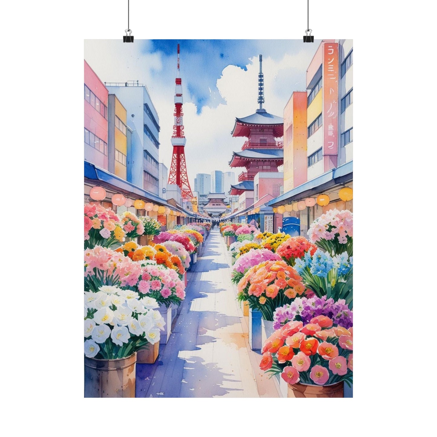 Tokyo Flower Market Watercolour Print