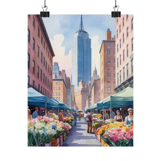 New York Flower Market Watercolour Print