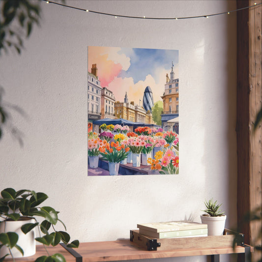 London Flower Market Watercolour Print