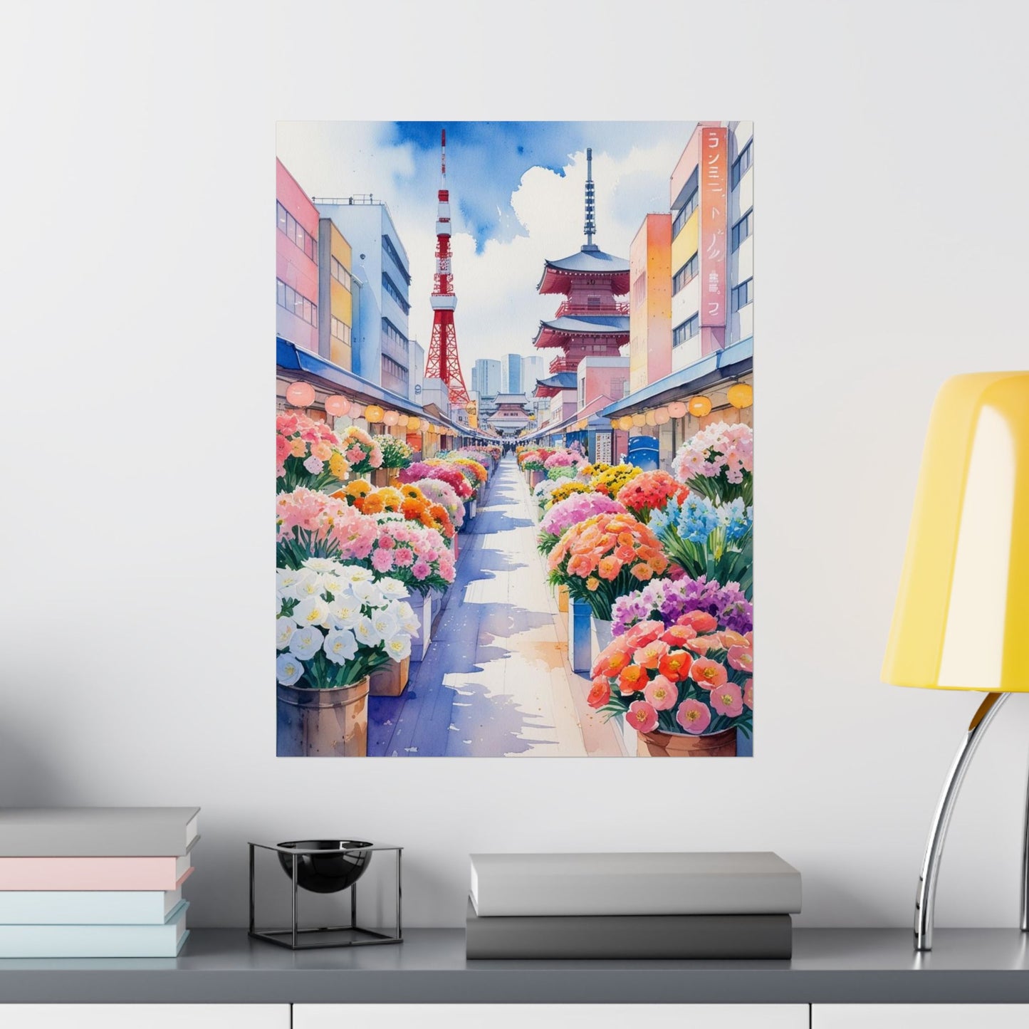 Tokyo Flower Market Watercolour Print