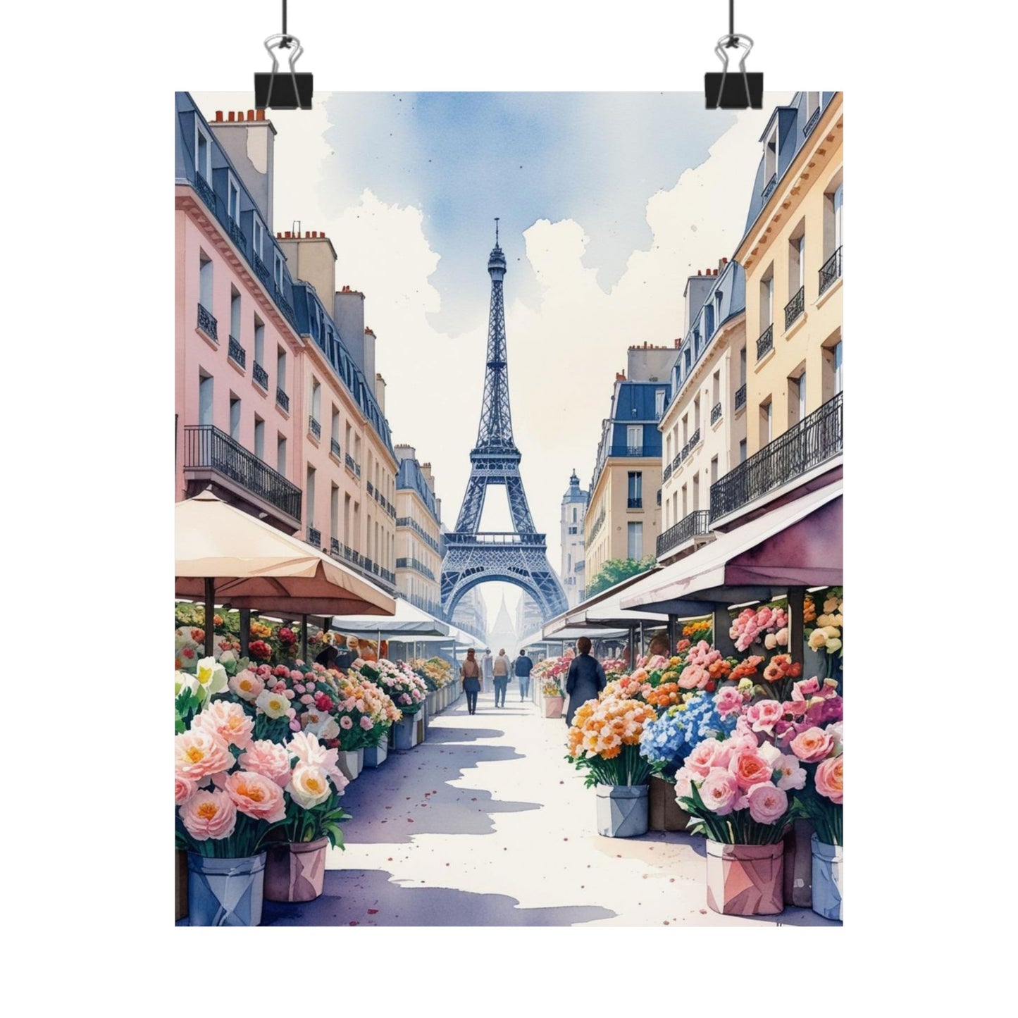 Paris Flower Market Watercolour Print